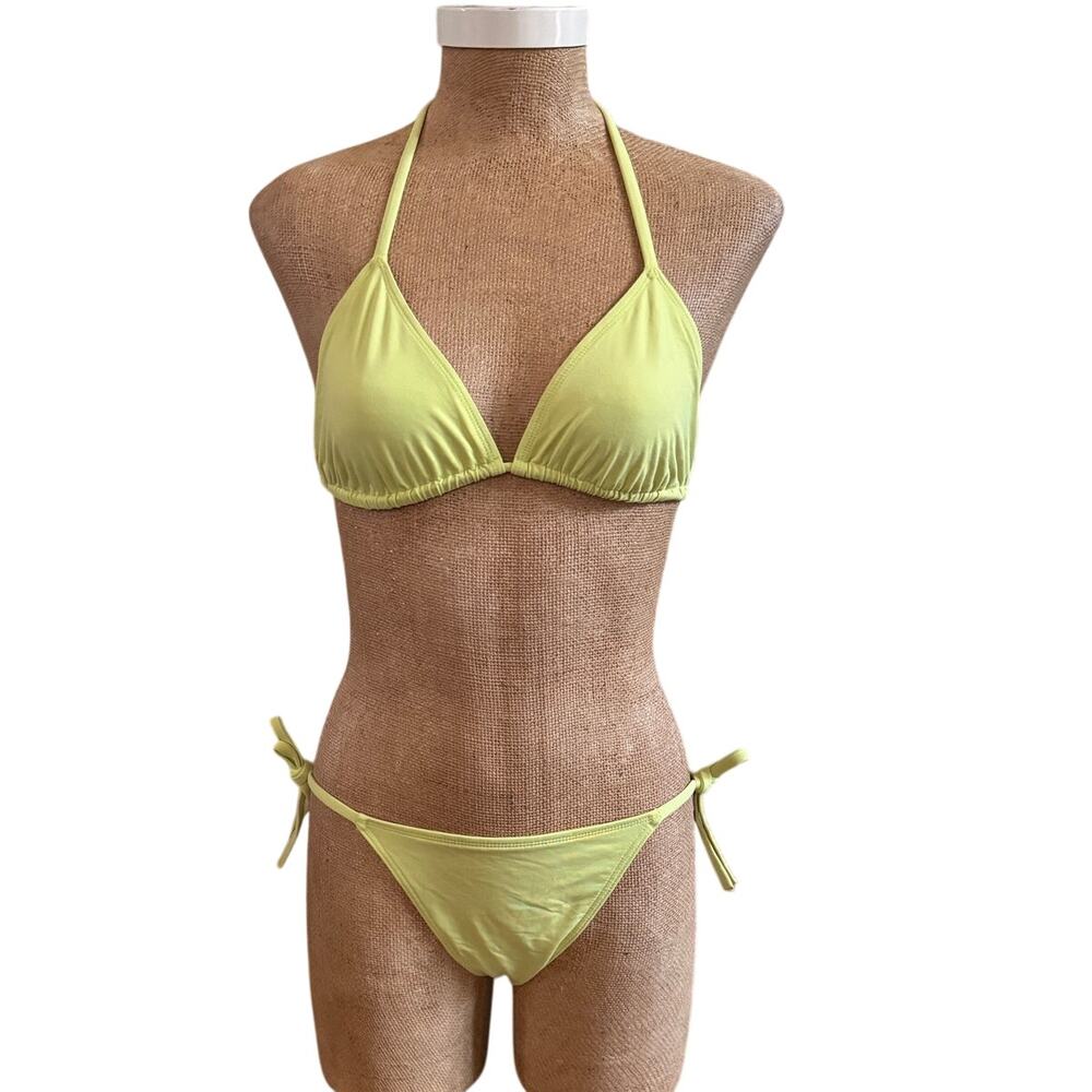 Eres Triangle Bikini Halter String Bathing Swim Suit Bright Green Size Medium 12